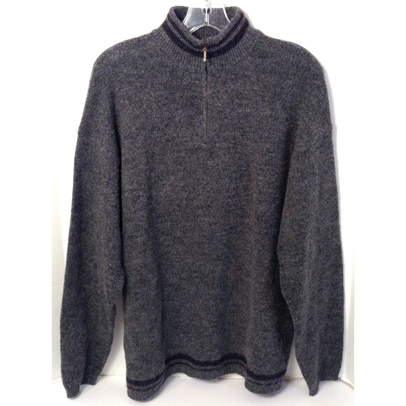 Vtg Woolrich Sweater Men L Gray Wool Blend Hand Framed Pullover Knit Grandpa - Picture 1 of 12